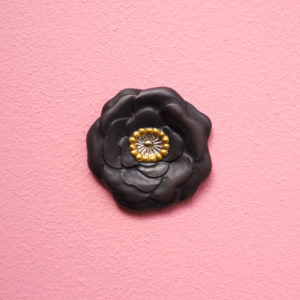 Peanut Black Flower brooch