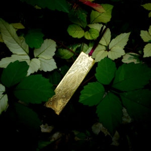 Bookmark : Bird (gold) with green 02